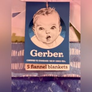 BNWT 5 Gerber flannel baby crib blankets Dinosaur theme blue green gift ready